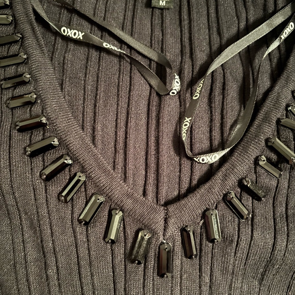 XOXO Black Ribbed Long Sleeve Top - Picture 4 of 5